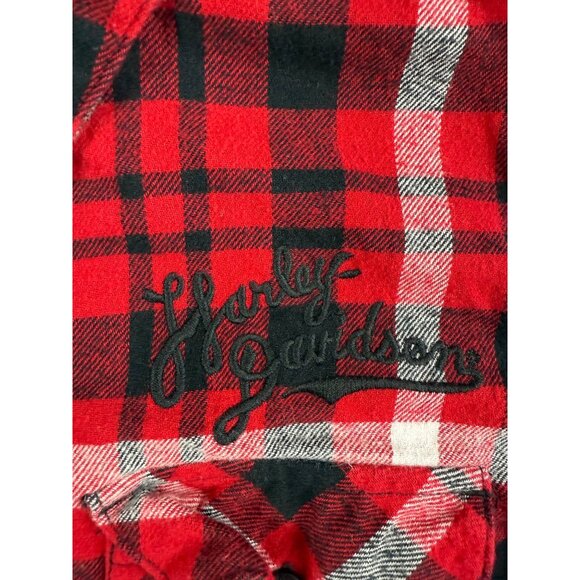 HARLEY DAVIDSON Women's Retro Script Font Flannel Plaid Shirt size M - Picture 4 of 8